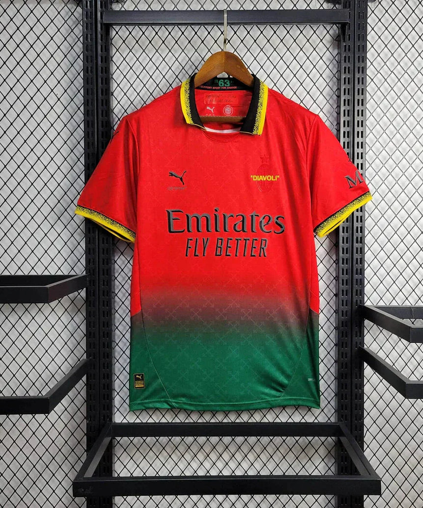 2024/2025 AC Milan x OFF-WHITE Red Football Shirt