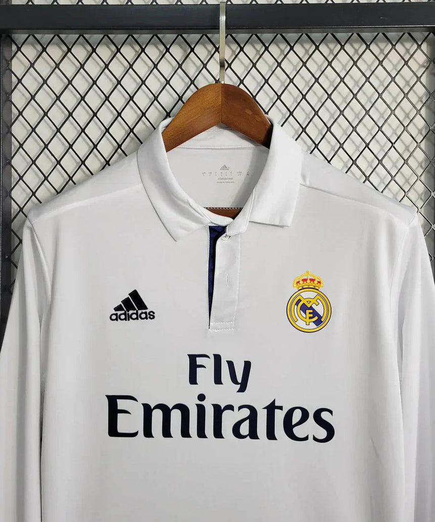 2016/2017 Retro Long Sleeve Real Madrid Home Football Shirt 1:1 Thai Quality