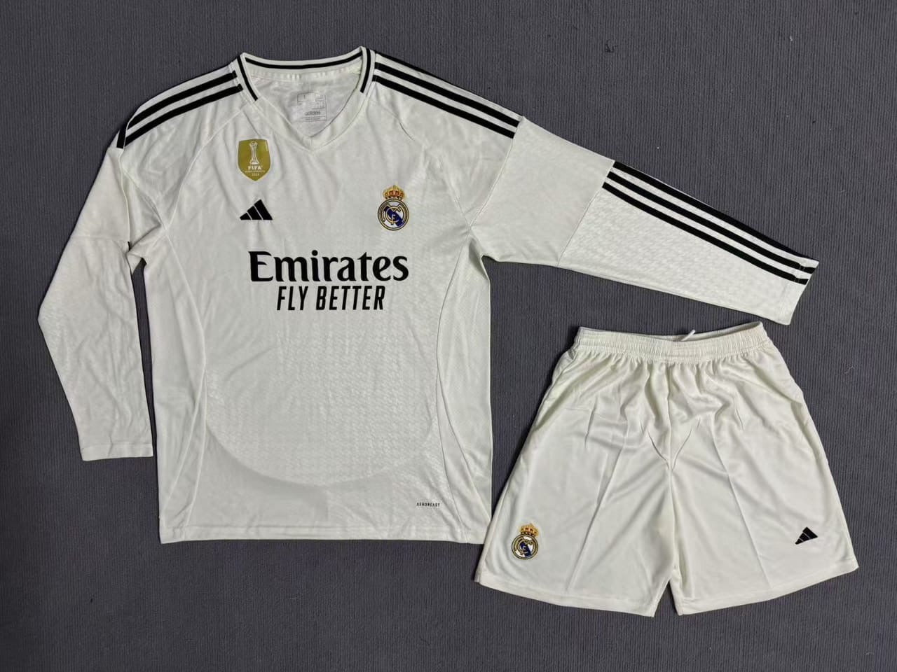 Real Madrid 24/25 Home Kit Master Quality Full Sleeve - With shorts Football Jersey