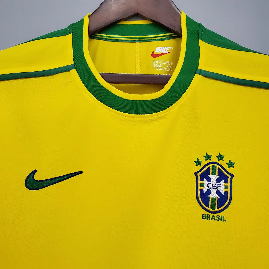 Brazil 1998 Home Kit Retro - Half Sleeve Football Jersey