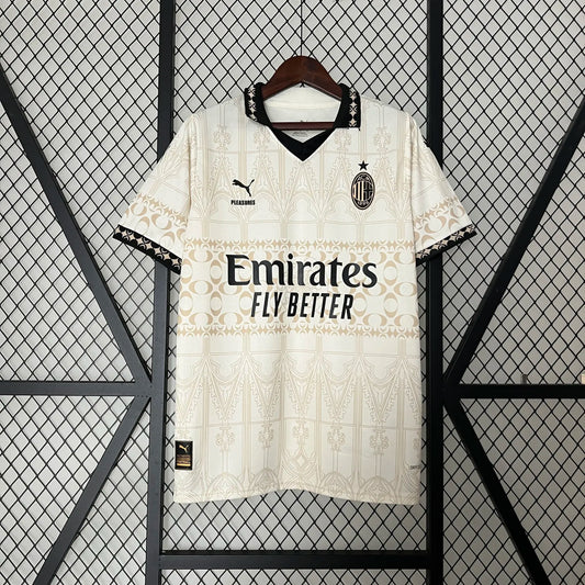 AC Milan x Pleasures Beige 23/24 Fan Version Football Jersey