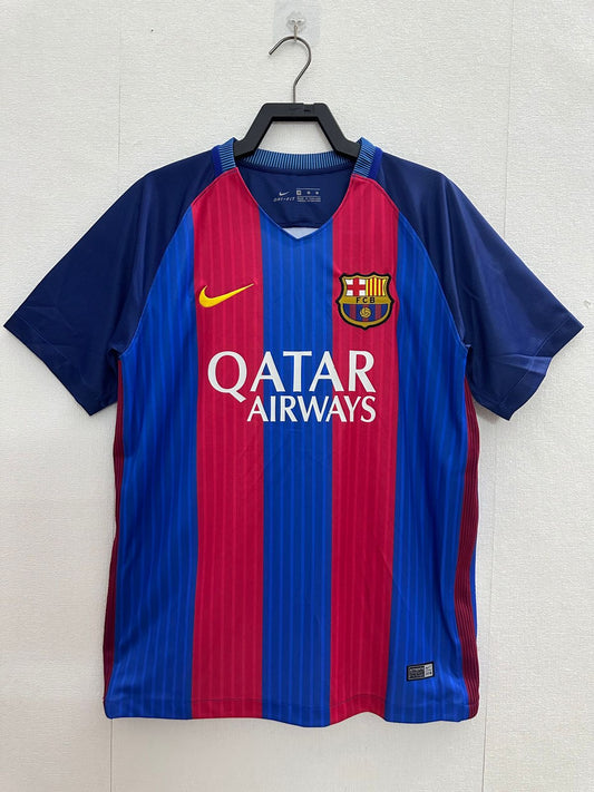 FC Barcelona 16-17 Home Kit - Retro Half Sleeve Football Jersey