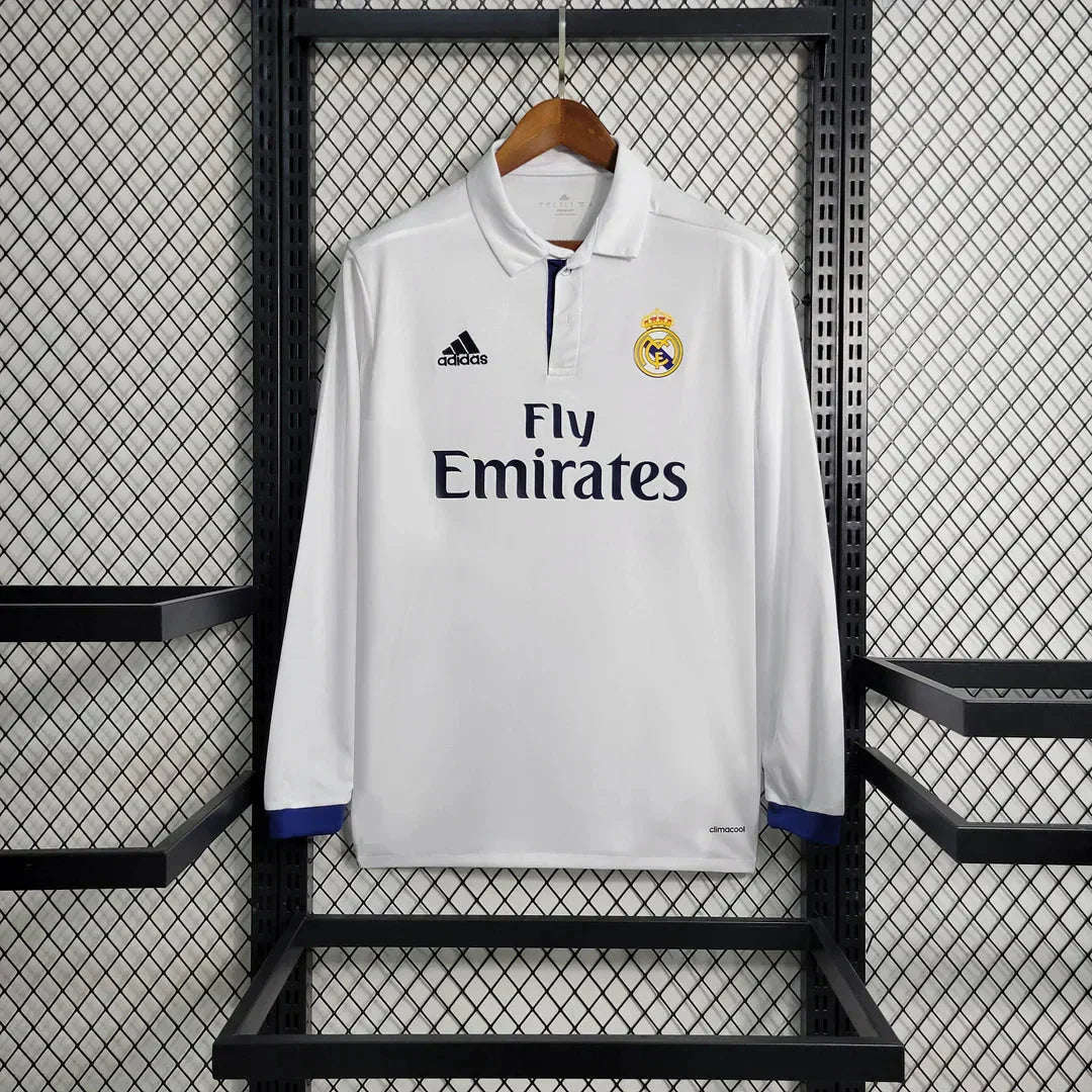 2016/2017 Retro Long Sleeve Real Madrid Home Football Shirt 1:1 Thai Quality